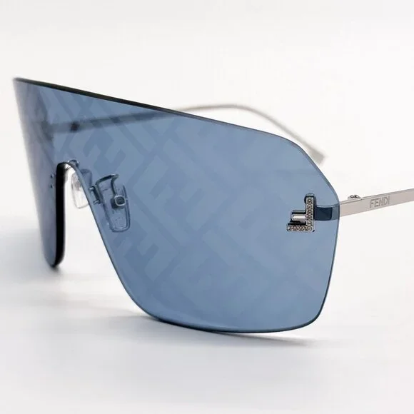 NEW FE4121US 16V BLUE SILVER UNISEX SHIELD SUNGLASSES FENDI 